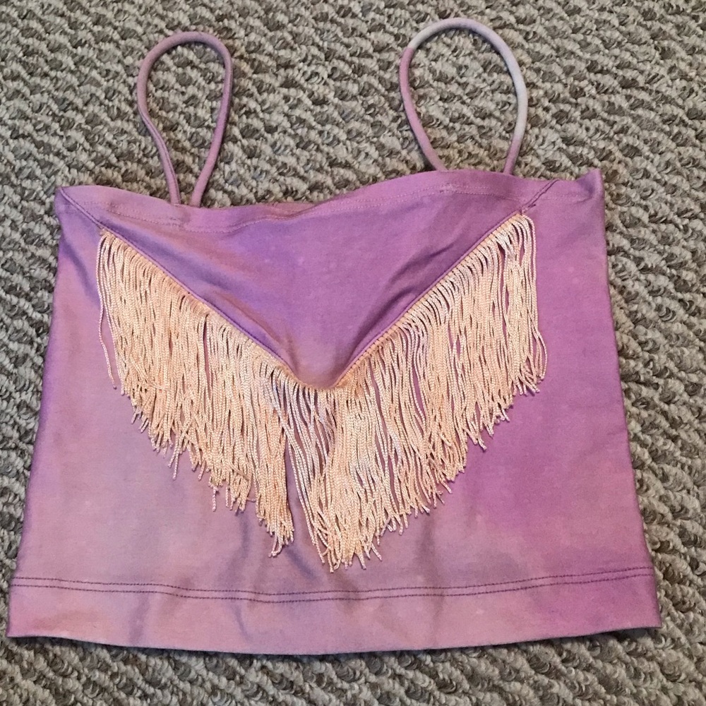 Teeki Lavender Lace-Up Crop Top - Picture 2 of 4